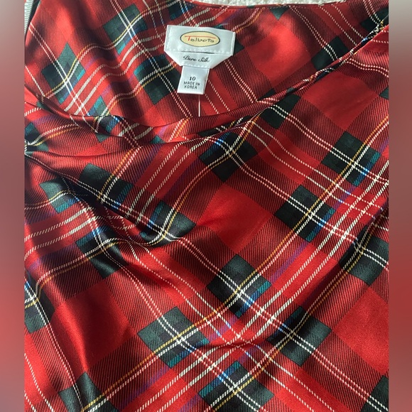 NWT Talbots Plaid Pure Silk Size 10 Tank Top - Picture 5 of 7